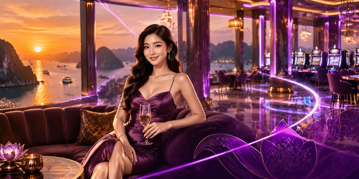 Ánh đèn neon lung linh tại Hạ Long Bay kết hợp thông tin VIP và ưu đãi bonus nạp tiền